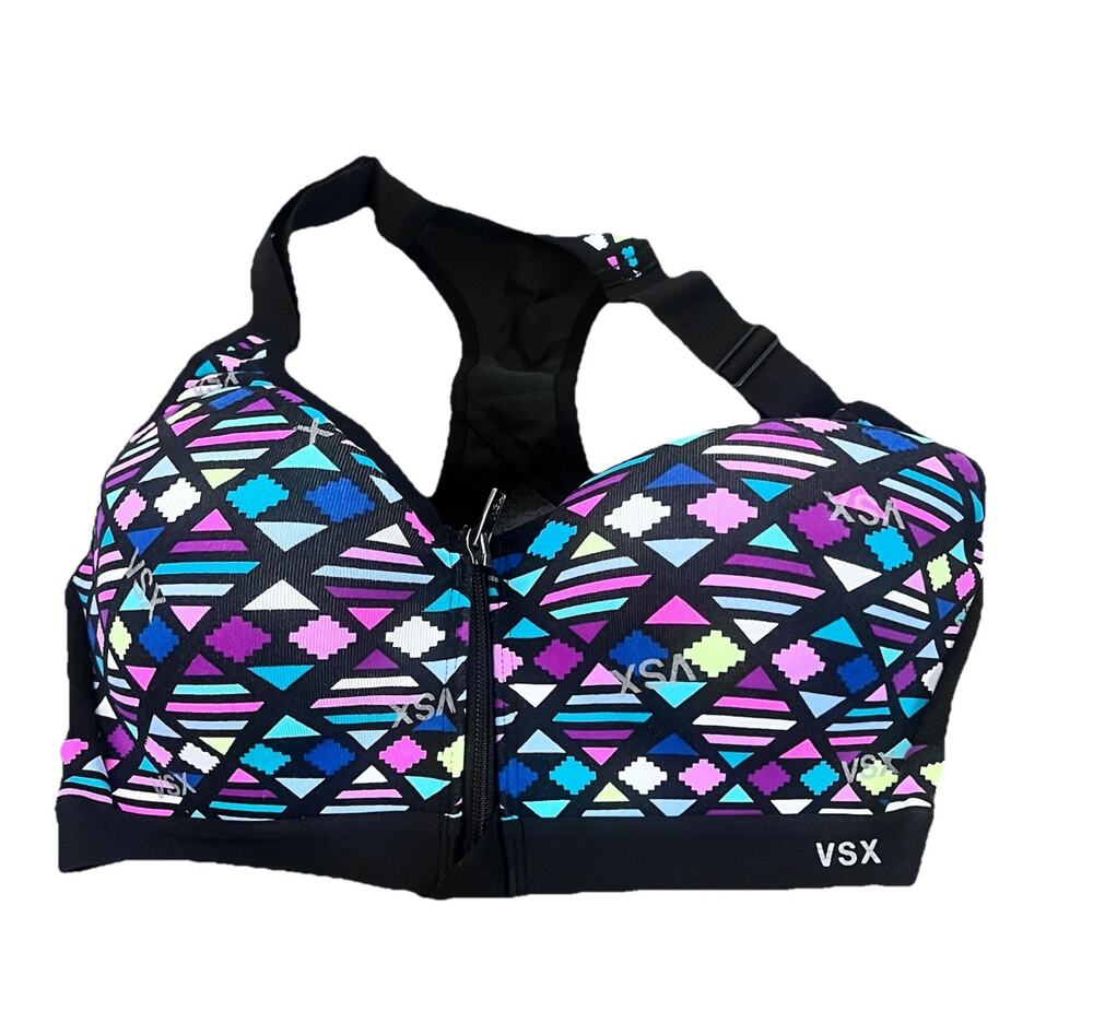 VSX sports bra Victoria secret multi color zip front underwire active sports 32C